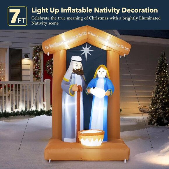 🆕7 FT Christmas Inflatables Nativity 2 Sets Blow Up Yard Outdoor Decorations - Picture 4 of 9